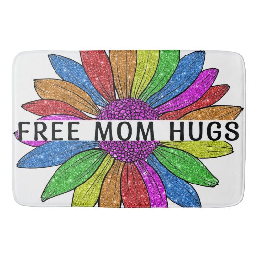 Gratis ondersteuning voor mama Hugs LGBTQIA+ Pride Badmat (Voorkant)