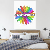 Gratis ondersteuning voor mama Hugs LGBTQIA+ Pride Canvas Afdruk (Insitu (Slaapkamer))