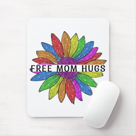 Gratis ondersteuning voor mama Hugs LGBTQIA+ Pride Muismat (Met muis)