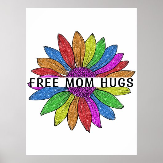 Gratis ondersteuning voor mama Hugs LGBTQIA+ Pride Poster (Voorkant)
