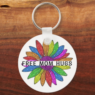 Gratis ondersteuning voor mama Hugs LGBTQIA+ Pride Sleutelhanger