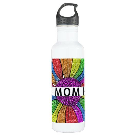 Gratis ondersteuning voor mama Hugs LGBTQIA+ Pride Waterfles (Voorkant)