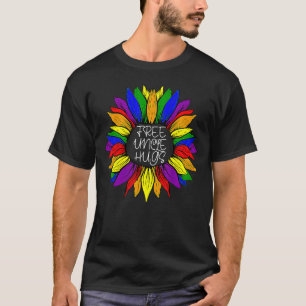 Gratis Oom Hugs LGBT Rainbow Daisy Flower Gay Prid T-shirt