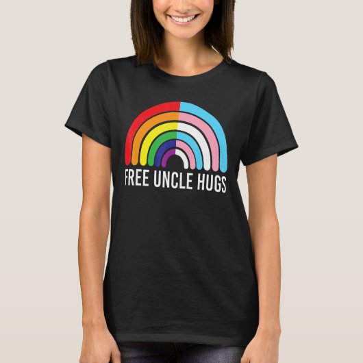 Gratis oom knuffels regenboog transgender vlag lgb t-shirt (Voorkant)