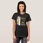 Gratis oom knuffelt twee lama's trots LGBT support T-shirt (Voorkant volledig)