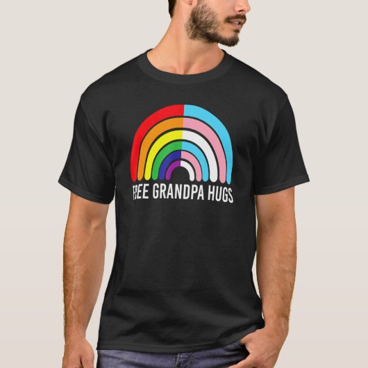 Gratis opa knuffels regenboog transgender vlag lgb t-shirt (Voorkant)
