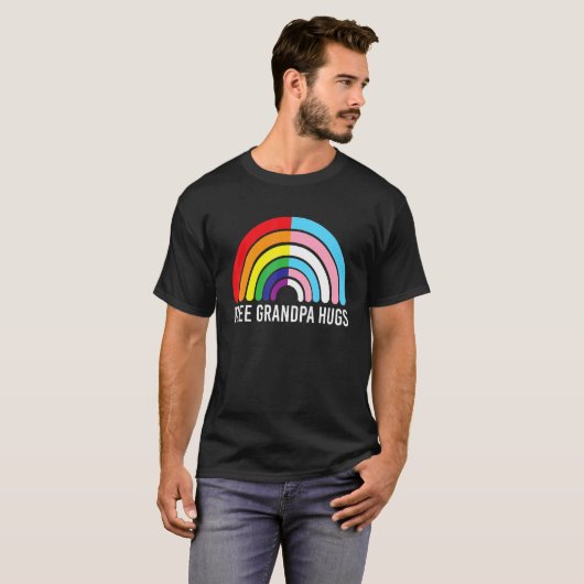Gratis opa knuffels regenboog transgender vlag lgb t-shirt (Voorkant volledig)