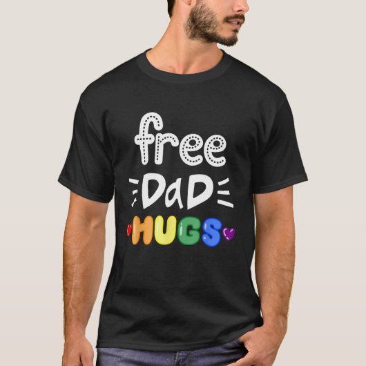 Gratis Pa Hugs LGBTQ Pride Rainbow Lesbisch Gay Bi T-shirt (Voorkant)