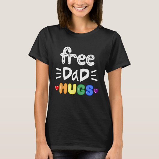 Gratis Pa Hugs LGBTQ Pride Rainbow Lesbisch Gay Bi T-shirt (Voorkant)