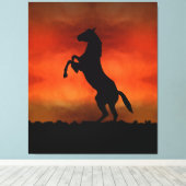 Gratis Paard Bij Zonsondergang Canvas Afdruk (Insitu (Houten vloer))