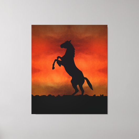 Gratis Paard Bij Zonsondergang Canvas Afdruk (Voorkant)