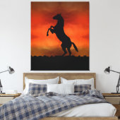 Gratis Paard Bij Zonsondergang Canvas Afdruk (Insitu (Slaapkamer))