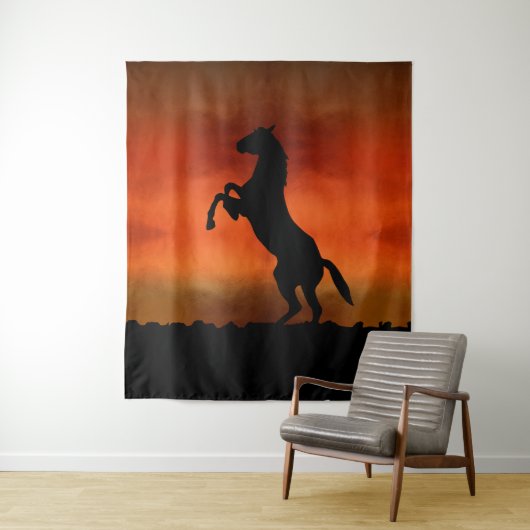 Gratis Paard Bij Zonsondergang Wandkleed (In situ)