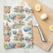 Gratis Paddenstoelenhuisjes Patroon (11) Theedoek (Quarter Fold)