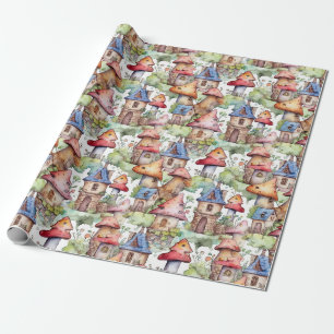 Gratis Paddenstoelenhuisjes Patroon (1) Cadeaupapier