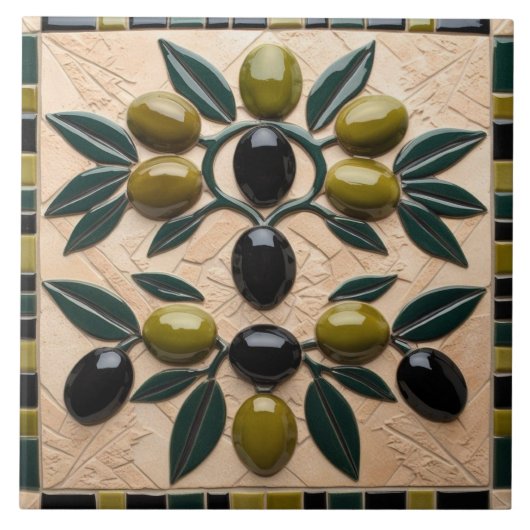 GRATIS PALESTIJNSE olijven takken mozaïek keramisc Tegeltje (Voorkant)