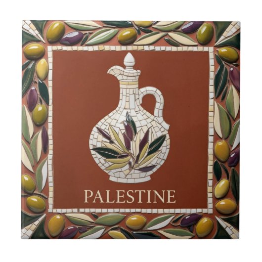 GRATIS PALESTIJNSE olijven takken mozaïek keramisc Tegeltje (Voorkant)