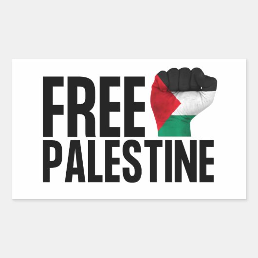 Gratis Palestina Handfist Palestijnse Vlag Vet Rechthoekige Sticker (Voorkant)