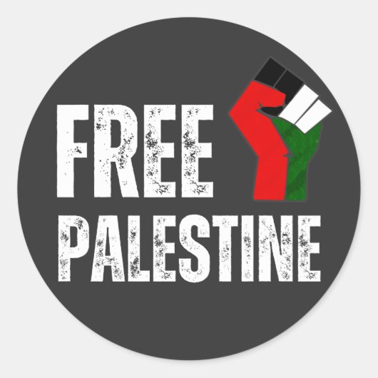 GRATIS PALESTINA HANDFIST zwart Ronde Sticker (Voorkant)