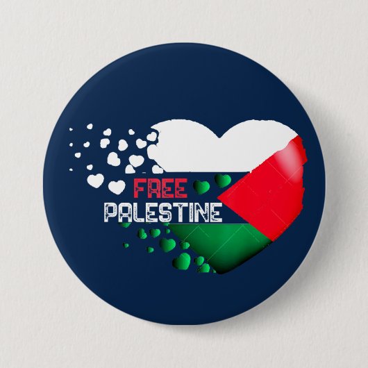 Gratis Palestina Hart Palestijnse Pride Ronde Button 7,6 Cm (Voorkant)