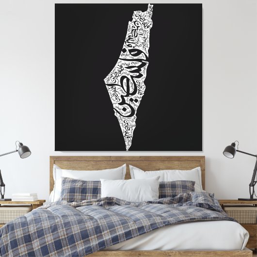 Gratis Palestina kaart en vlag فلسطين Canvas Afdruk (Insitu (Slaapkamer))