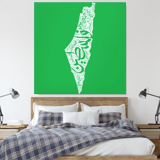 Gratis Palestina kaart en vlag فلسطين Canvas Afdruk (Insitu (Slaapkamer))