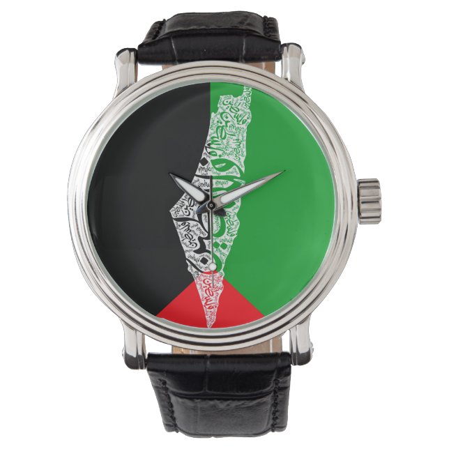 Gratis Palestina kaart en vlag فلسطين Horloge (Voorkant)