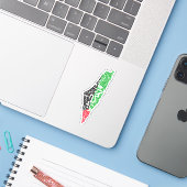 Gratis Palestina kaart en vlag فلسطين Sticker (Laptop met iPhone)