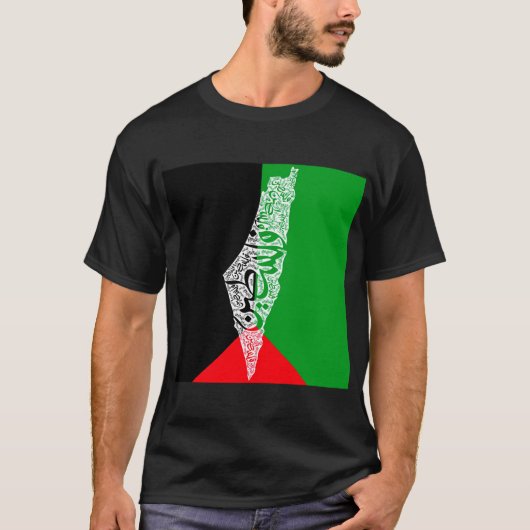 Gratis Palestina kaart en vlag فلسطين T-shirt (Voorkant)