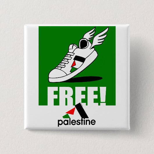 Gratis! Palestina Vierkante Button 5,1 Cm (Voorkant)