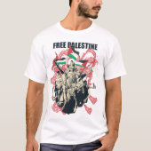 Gratis Palestina Vlag Arabisch Support T-shirt (Voorkant)