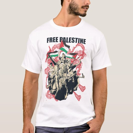 Gratis Palestina Vlag Arabisch Support T-shirt (Voorkant)