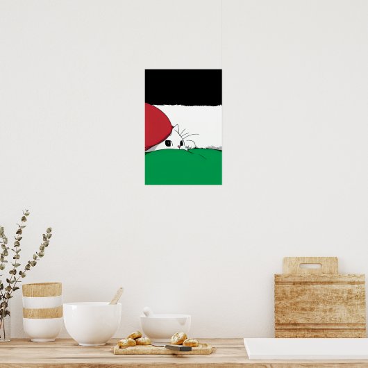 GRATIS PALESTINA Vlag Kat Poster (Keuken)