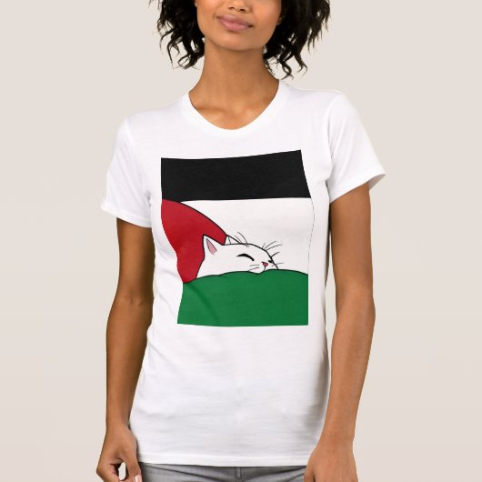 GRATIS PALESTINA Vlag Kat T-shirt (Voorkant)