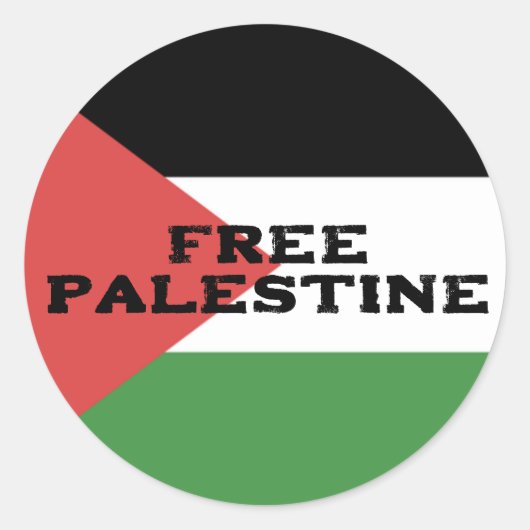 GRATIS PALESTINA VLAG ROOD ZWART GROEN WIT RONDE STICKER (Voorkant)