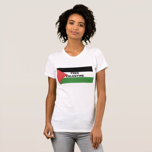 GRATIS PALESTINA VLAG ROOD ZWART GROEN WIT T-SHIRT (Voorkant volledig)