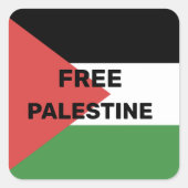 GRATIS PALESTINA VLAG ROOD ZWART GROEN WIT VIERKANTE STICKER (Voorkant)