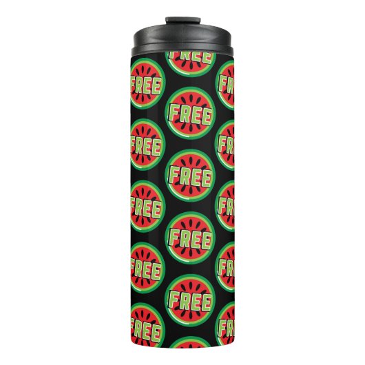 Gratis Palestina watermeloen- Vrijheid voor Palest Thermosbeker (Voorkant)