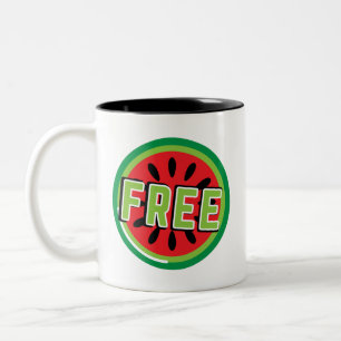Gratis Palestina watermeloen- Vrijheid voor Palest Tweekleurige Koffiemok