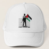 GRATIS PALESTINA WITTE Trucker Hoed Trucker Pet (Voorkant)