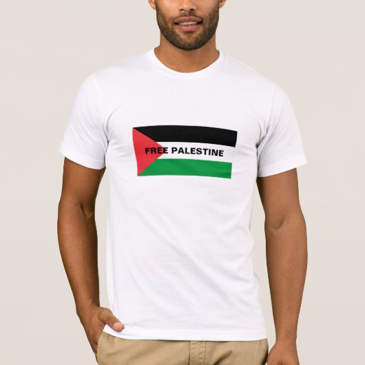 Gratis Palestina zwart aangepaste tekst Palestina T-shirt (Voorkant)