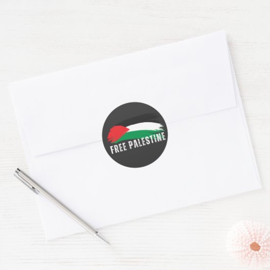 GRATIS PALESTINA zwart Ronde Sticker (Envelop)