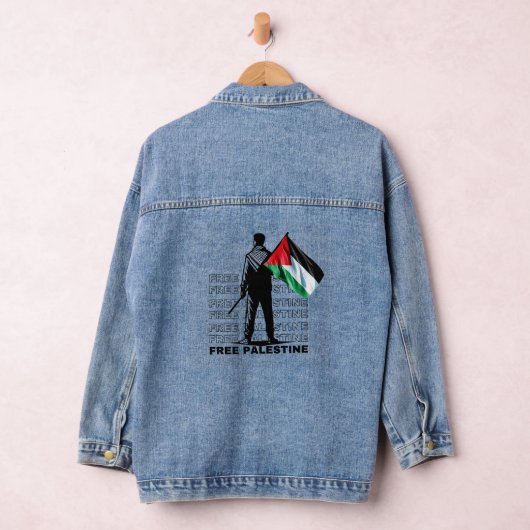 GRATIS PALESTINE WIT T SHIRT VOOR MAN DENIM JACKET (Hangar)