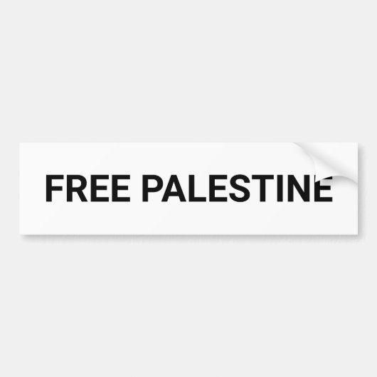 Gratis Palestine wit zwart aangepaste tekst minima Bumpersticker (Voorkant)