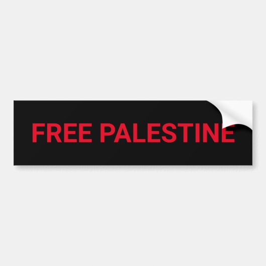 Gratis Palestine zwart rood aangepaste tekst minim Bumpersticker (Voorkant)