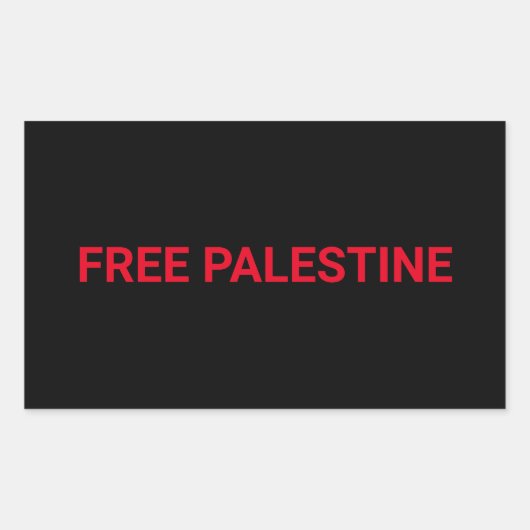 Gratis Palestine zwart rood aangepaste tekst minim Rechthoekige Sticker (Voorkant)