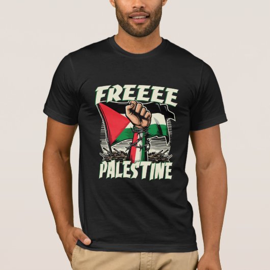 Gratis Palestine Zwart T-shirt Design 2024 (Voorkant)