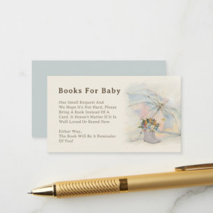 Gratis paraplu bloemige laarzen boeken voor baby informatiekaartje