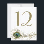 Gratis Pauwveer Tafelnummerkaart met Fantasievol D Kaart<br><div class="desc">Aanpasbare kaart met een fantasievolle pauwveerillustratie. Aanverwante items zijn beschikbaar.</div>