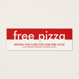 Gratis pizza coupon mini visitekaartjes